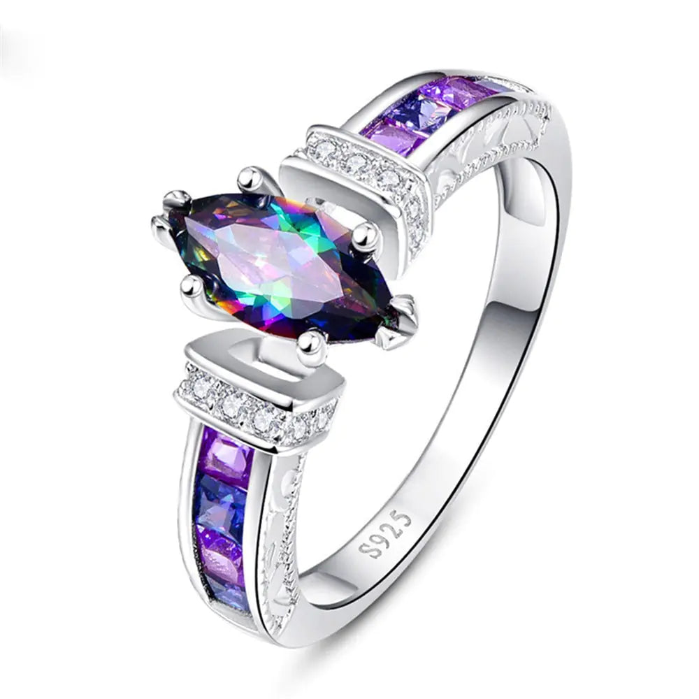 Colorful Oval Zircon Ring for Women - Fashion Accessory