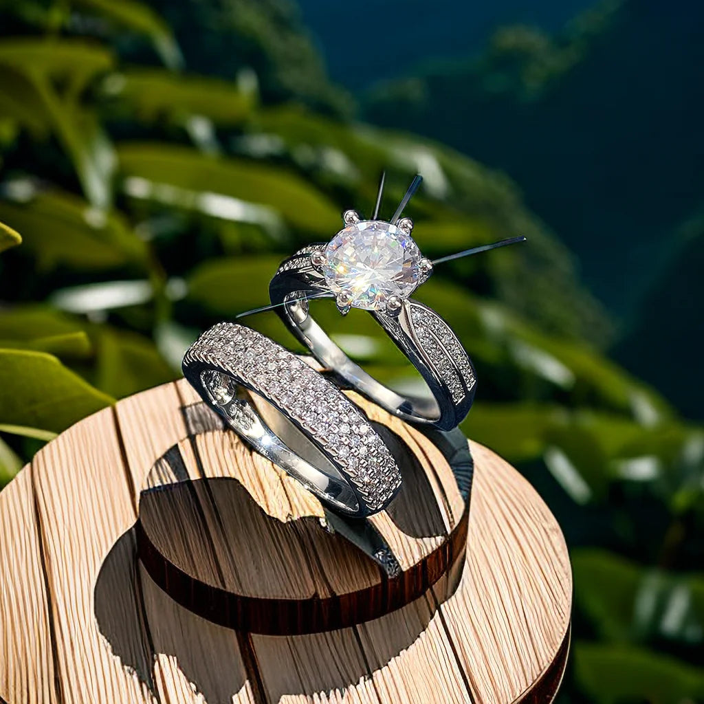 Luxury Diamond Wedding Pair Rings Set for Daily Wear