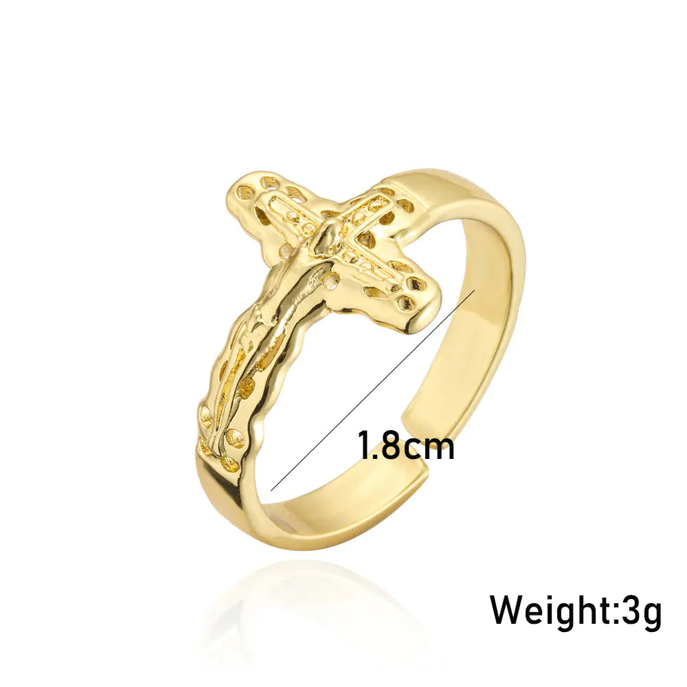 18K Gold Plated Geometric Open Ring for Men & Women