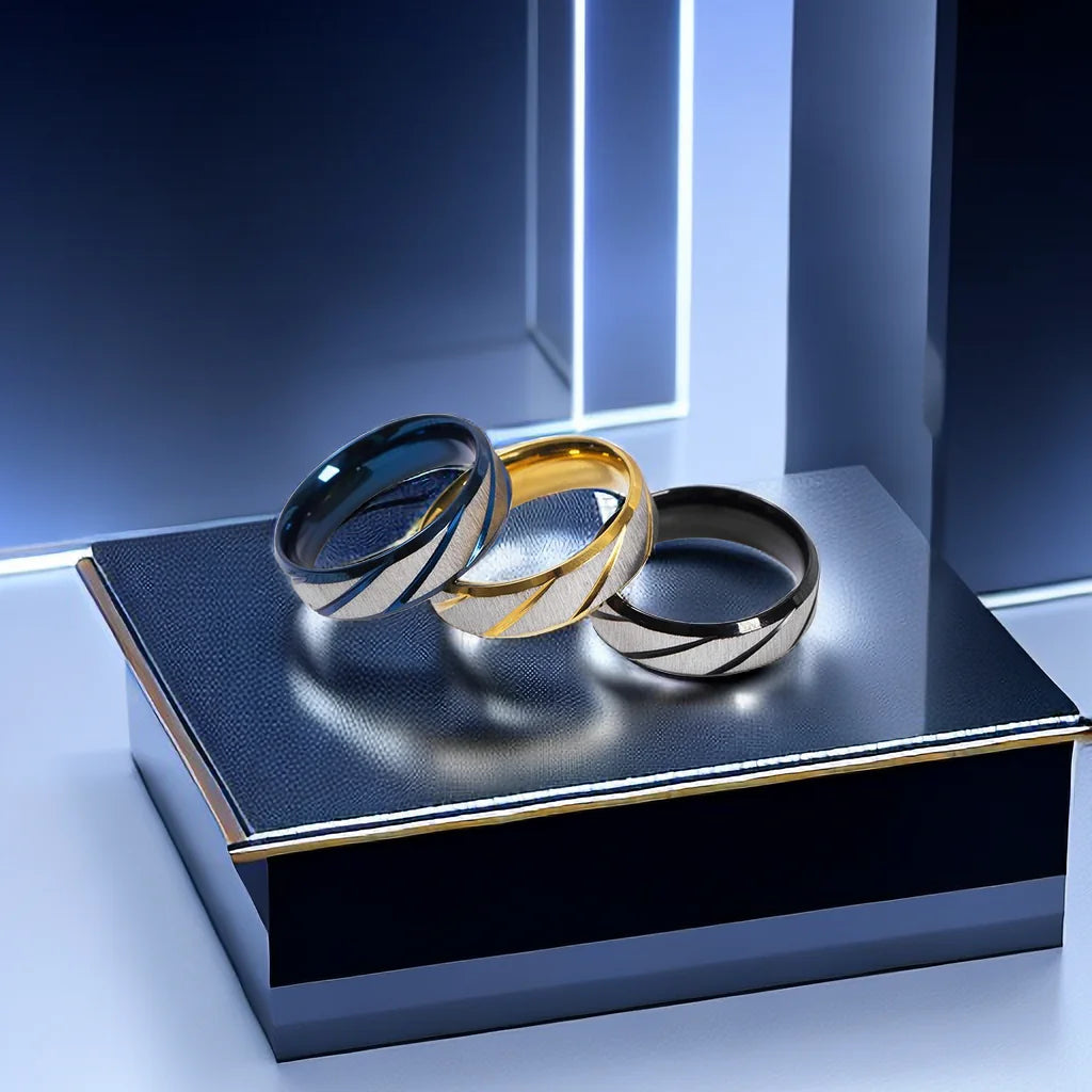 Stainless Steel Double Beveled Ring for Men & Women