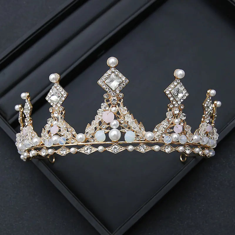 Crown Headpiece with Rhinestones for Weddings and Birthdays