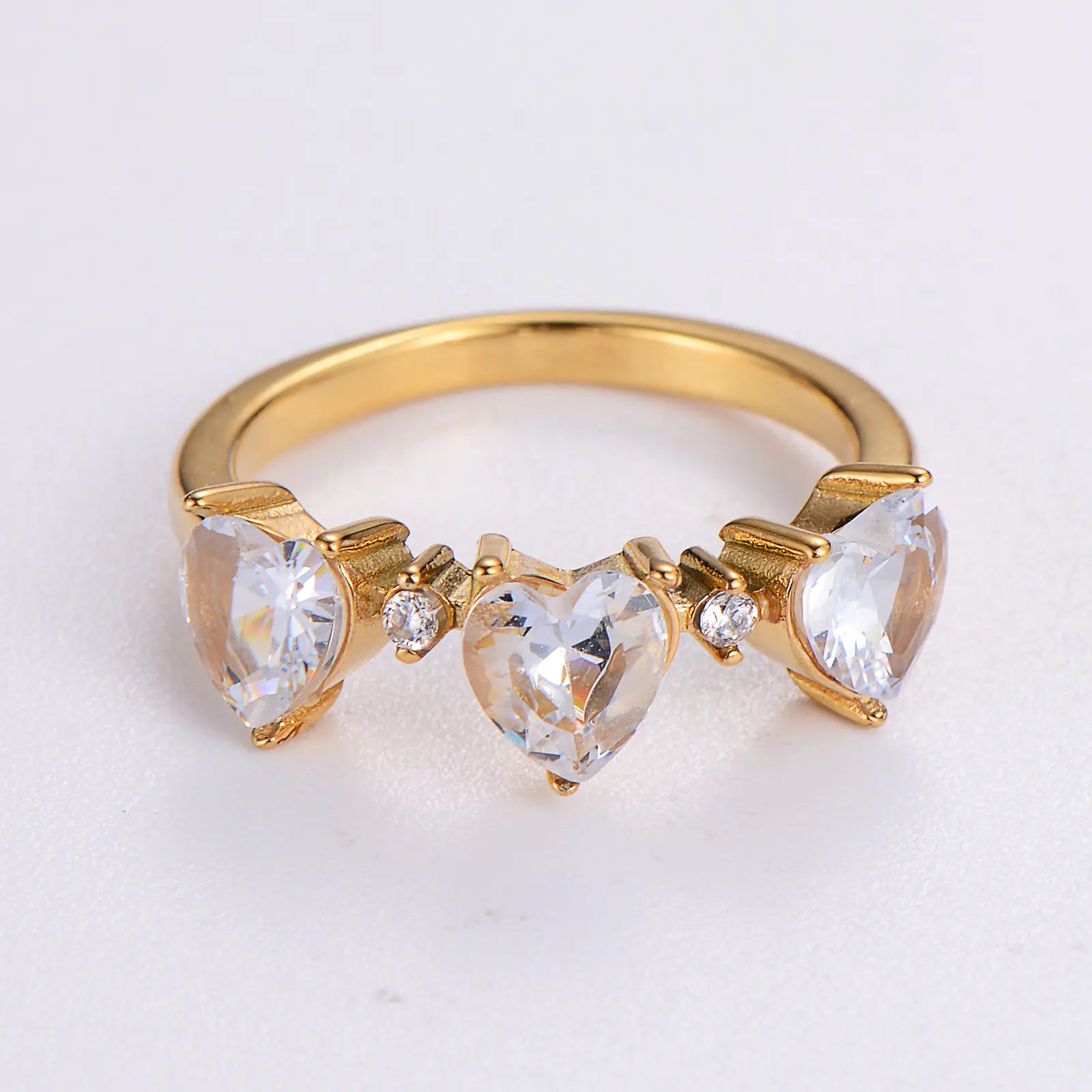 Stainless Steel Heart Ring with Zircon for Women