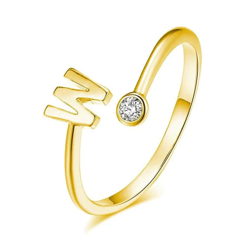 S925 Silver Letter Gold-Plated Ring for Women