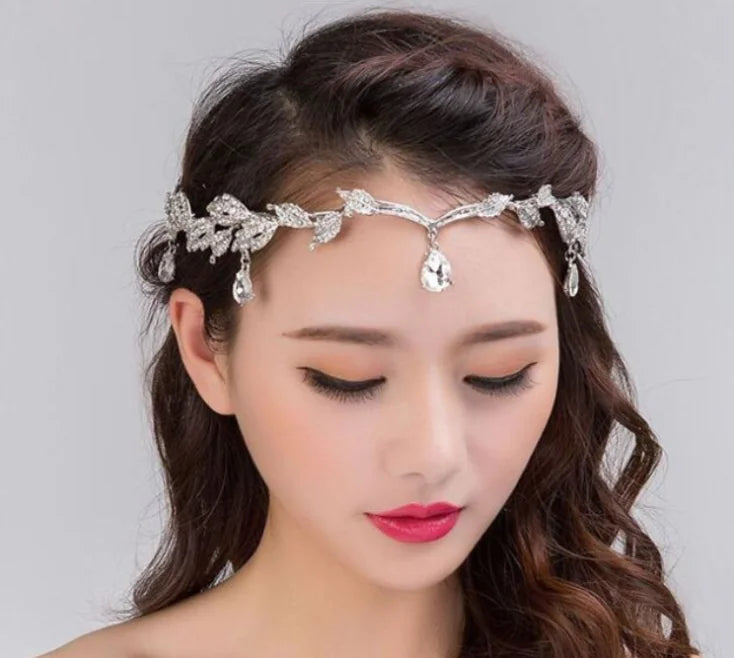 Korean Bride Headpiece with Rhinestones and Crown