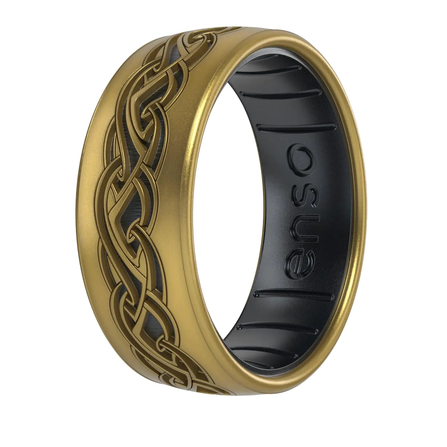 Enso Rings Lord of The Rings Collection - Comfortable DualTone Silicone Rings - Flexible Design - Elven Weave - Antique Gold/Black Pearl - 11