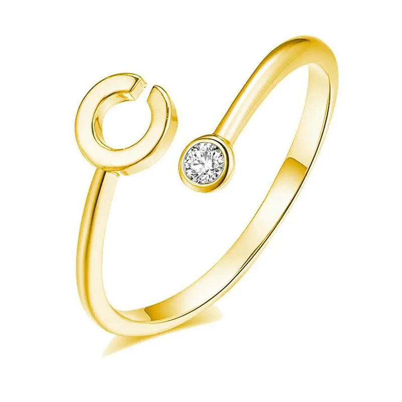 S925 Silver Letter Gold-Plated Ring for Women