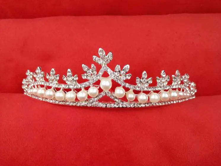 Bridal Jewelry Set with Crown, Necklace, and Flowers