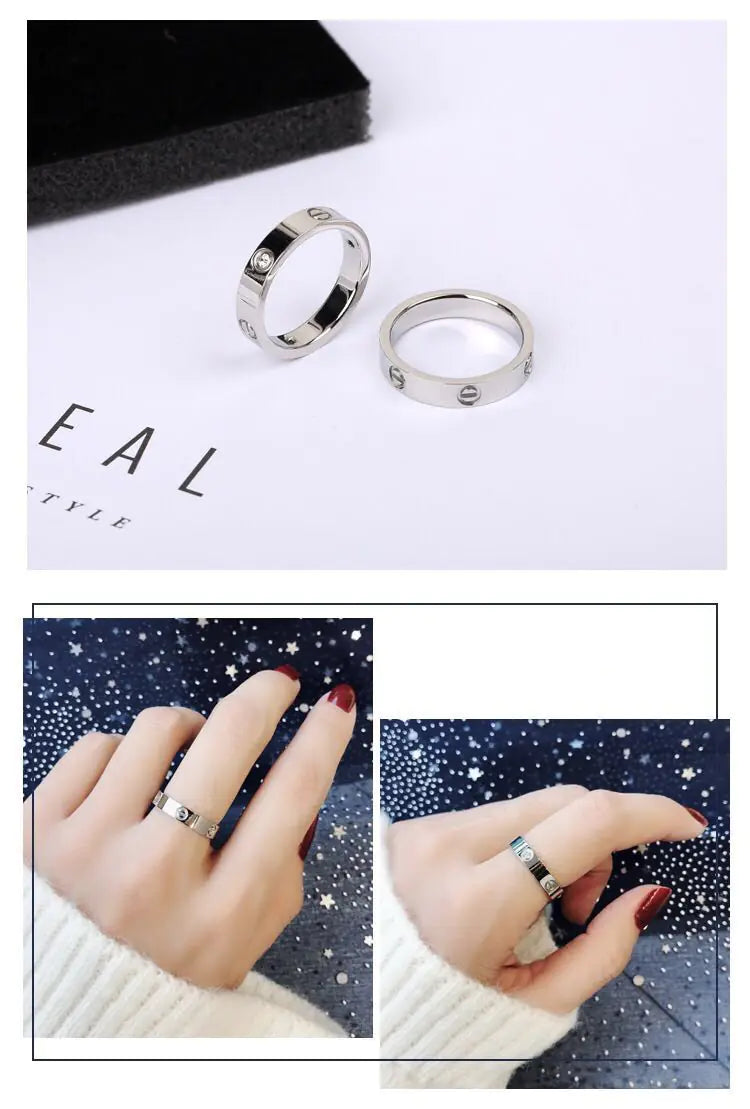 Rose Gold Titanium Steel Couple Rings for Students