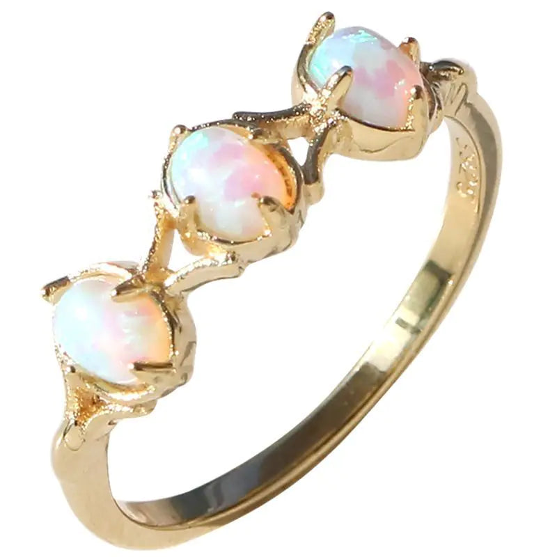 Retro Opal Gold-Plated Ring for Women