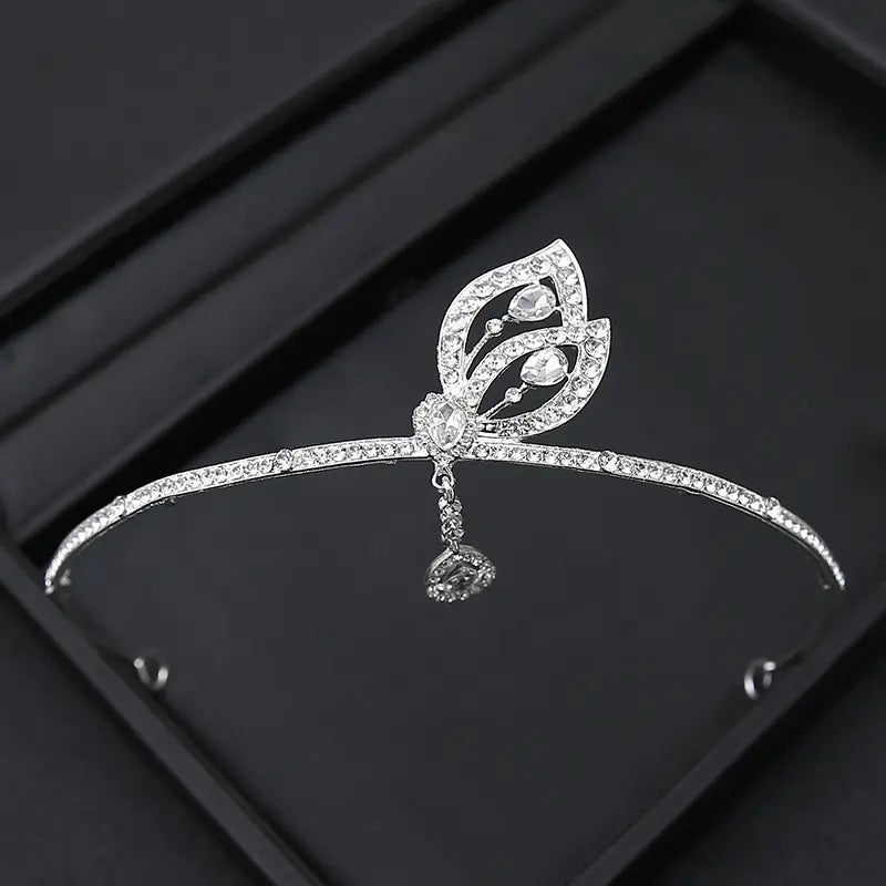 Crown Headpiece with Rhinestones for Weddings and Birthdays