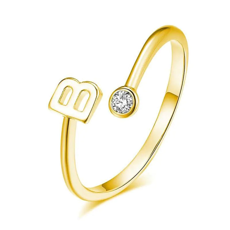 S925 Silver Letter Gold-Plated Ring for Women