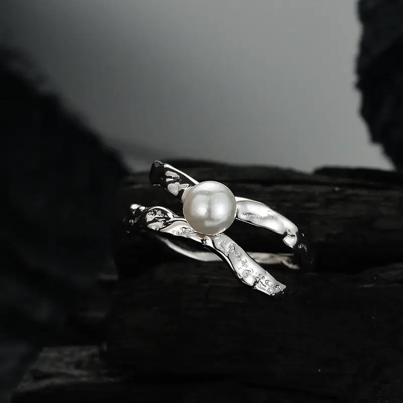 Silver Irregular Textured Ring for Women