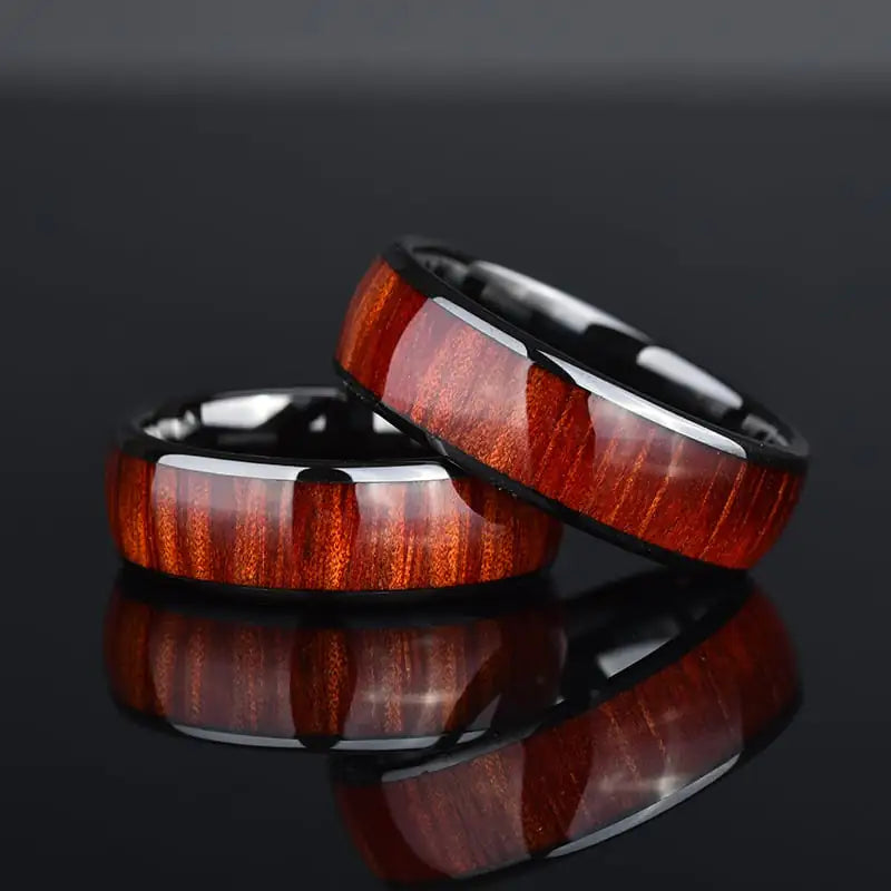 Wood Grain Ring with Stainless Steel Inlay
