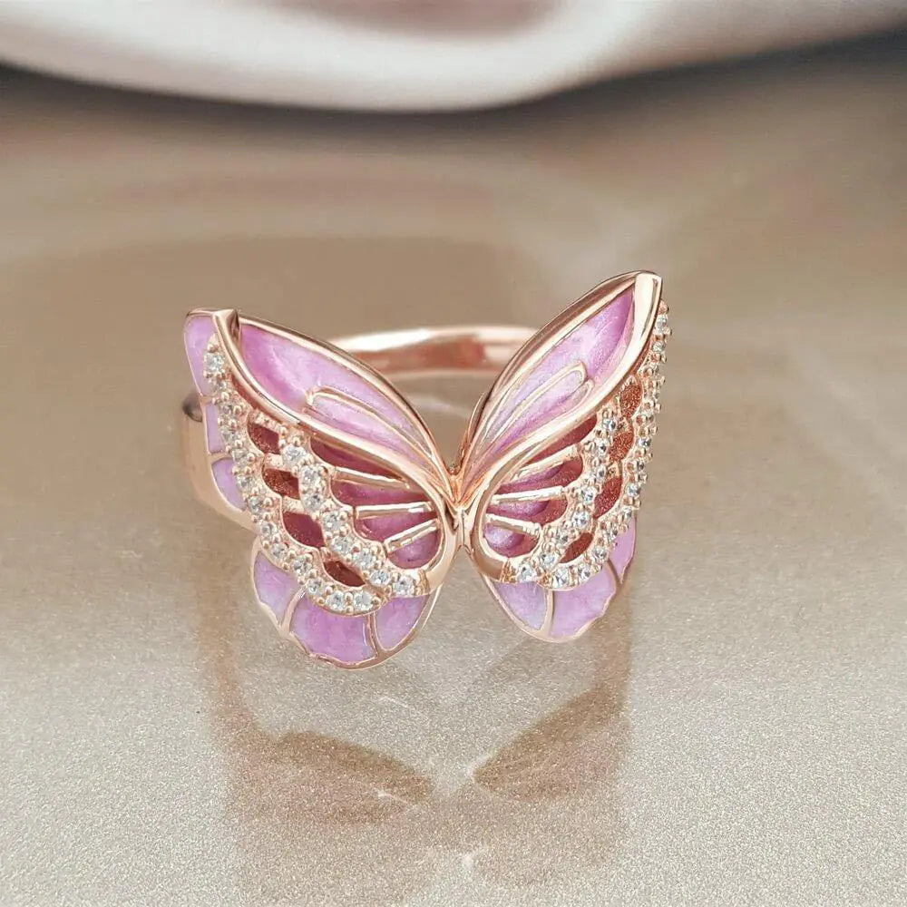 Fashion Silver Plated Hollow Butterfly Ring for Women