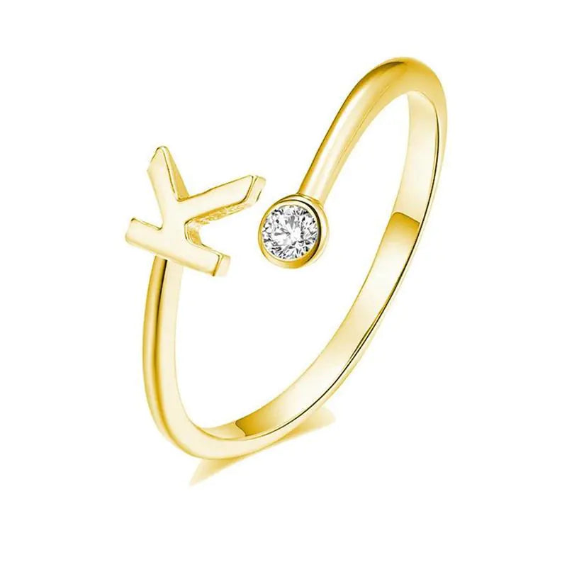 S925 Silver Letter Gold-Plated Ring for Women