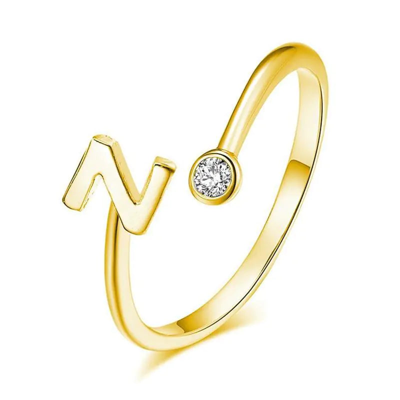 S925 Silver Letter Gold-Plated Ring for Women