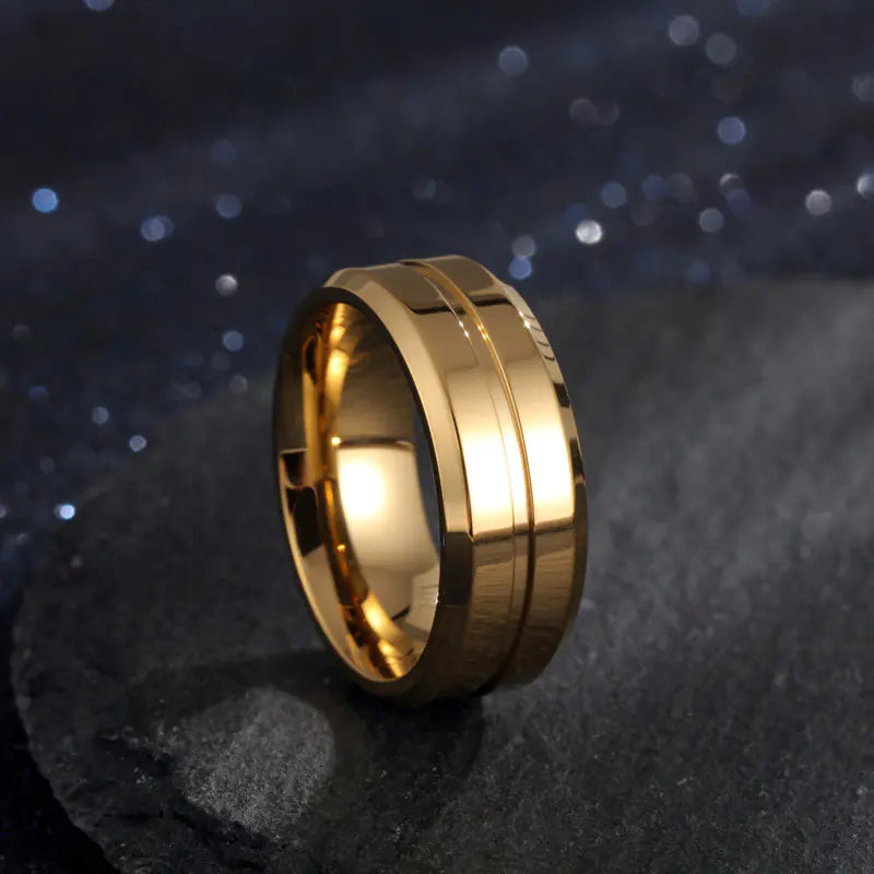 18K Gold-Plated 8mm Simple Groove Ring