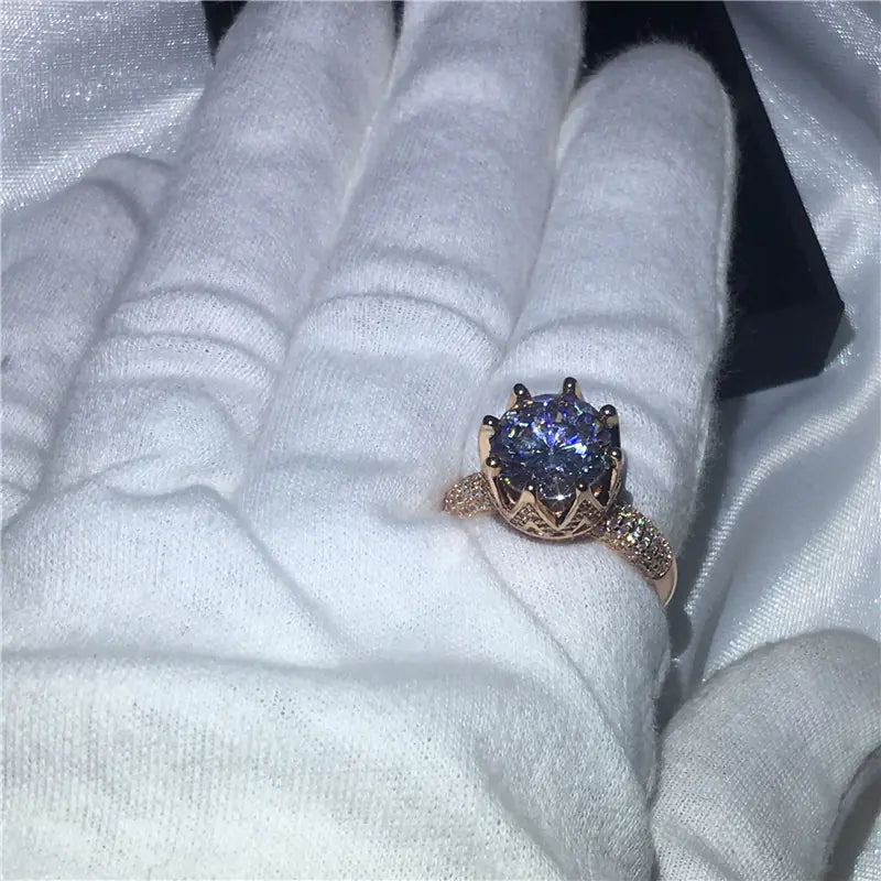 Crown Ring with Zircon and Diamond Accents