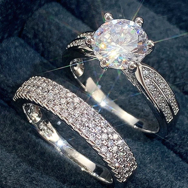 Luxury Diamond Wedding Pair Rings Set for Daily Wear