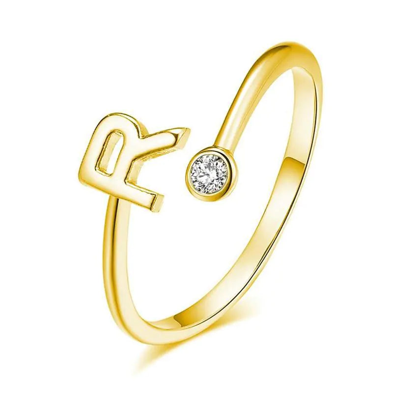 S925 Silver Letter Gold-Plated Ring for Women