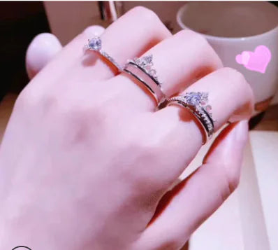 2-in-1 Crown Ring with Zirconia for Couples