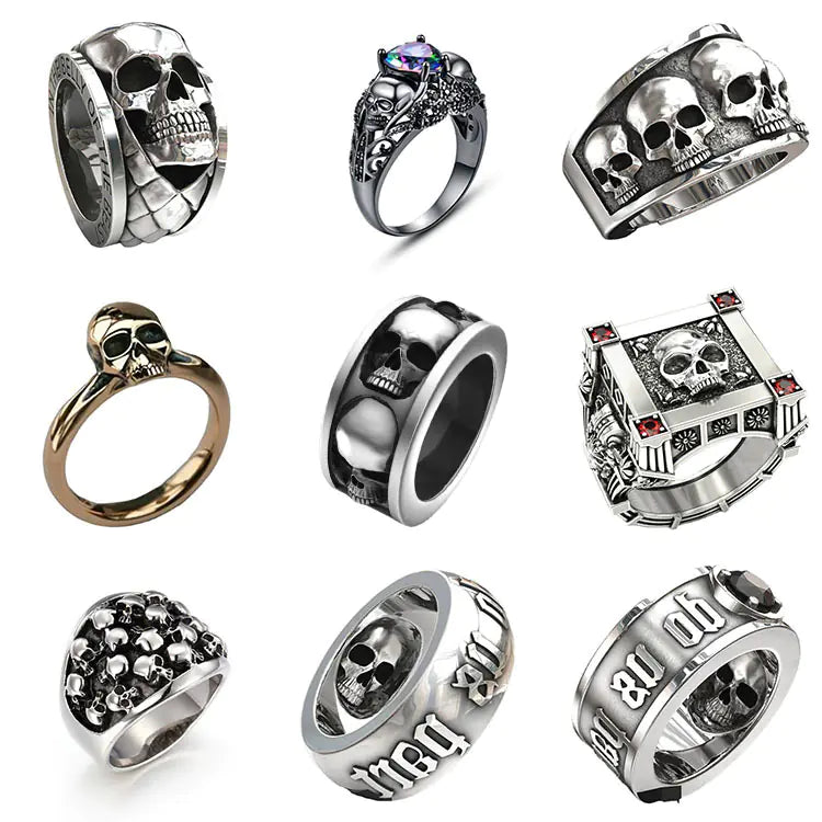 Men's Zinc Alloy Skull Ring with Punk Style Design