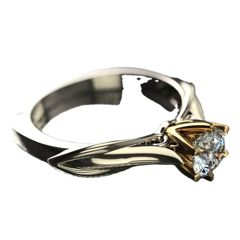 1 Carat Classic Six-Prong Two-Tone Moissanite Ring