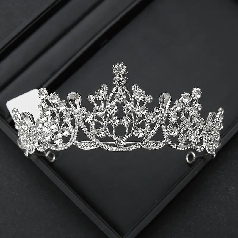 Crown Headpiece with Rhinestones for Weddings and Birthdays