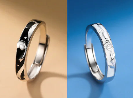 Couple Rings Set - The Little Prince and Rose Design