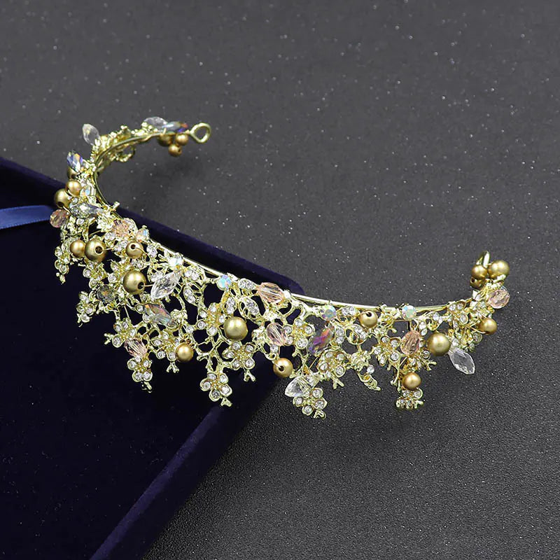 Baroque Crown Gold Headband Bridal Hair Accessory