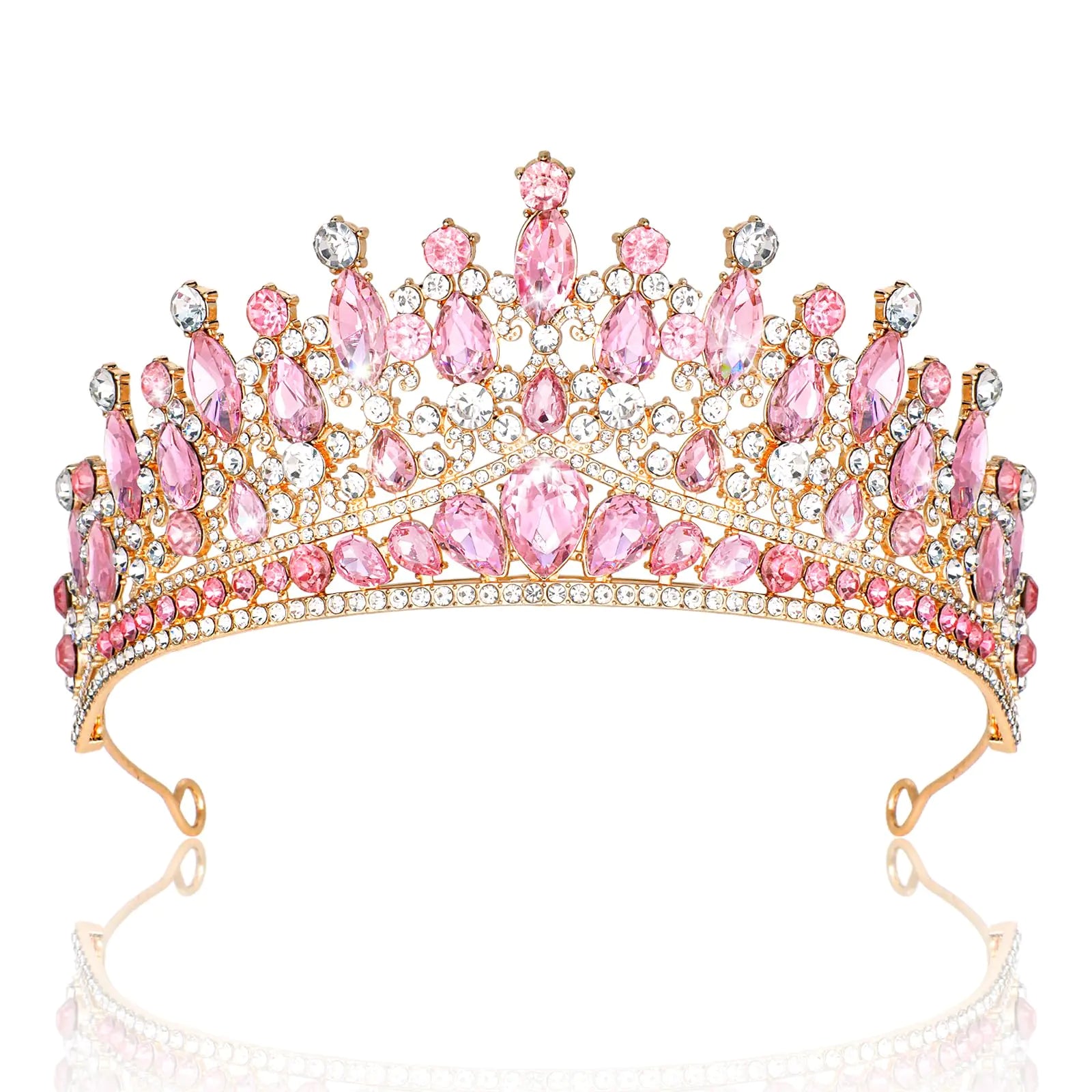 CAVETEE Birthday Crowns for Girls Pink Tiaras and Crowns for Women and Girls Princess Crown and Tiara for Birthday Queen Parties Pageant Prom