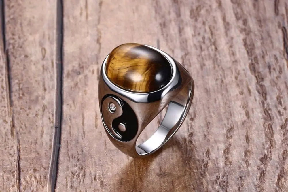 Men's Trendy Titanium Steel Rings with Bagua Design