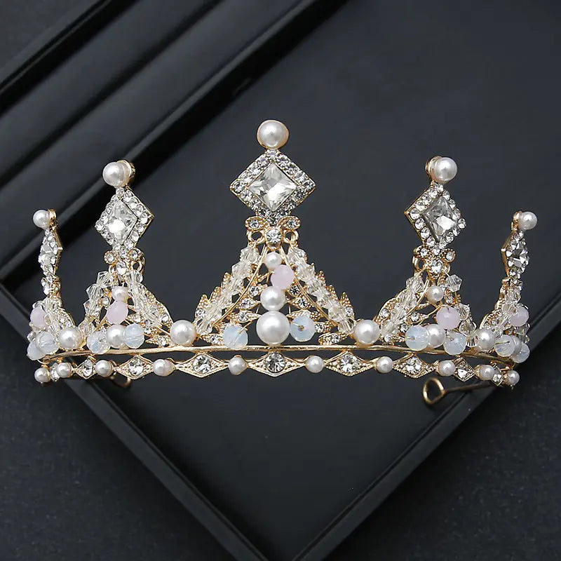 Crown Headpiece with Rhinestones for Weddings and Birthdays