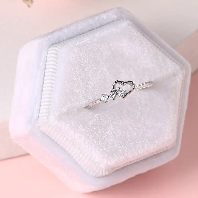 14K Gold Plated Heart-Shaped Thin Ring for Women