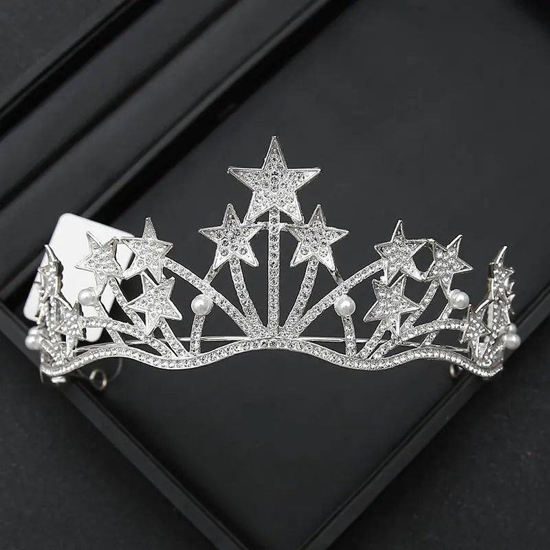 Crown Headpiece with Rhinestones for Weddings and Birthdays