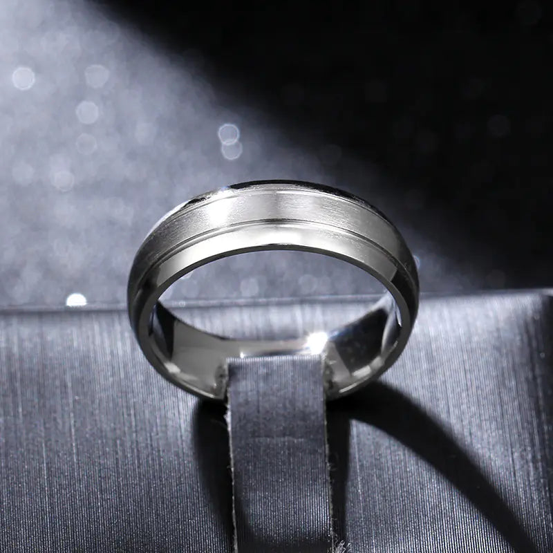 6MM Titanium Steel Couple Rings with Zirconia