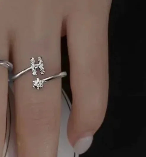 26 Letters Sterling Silver Ring for Women Fashion