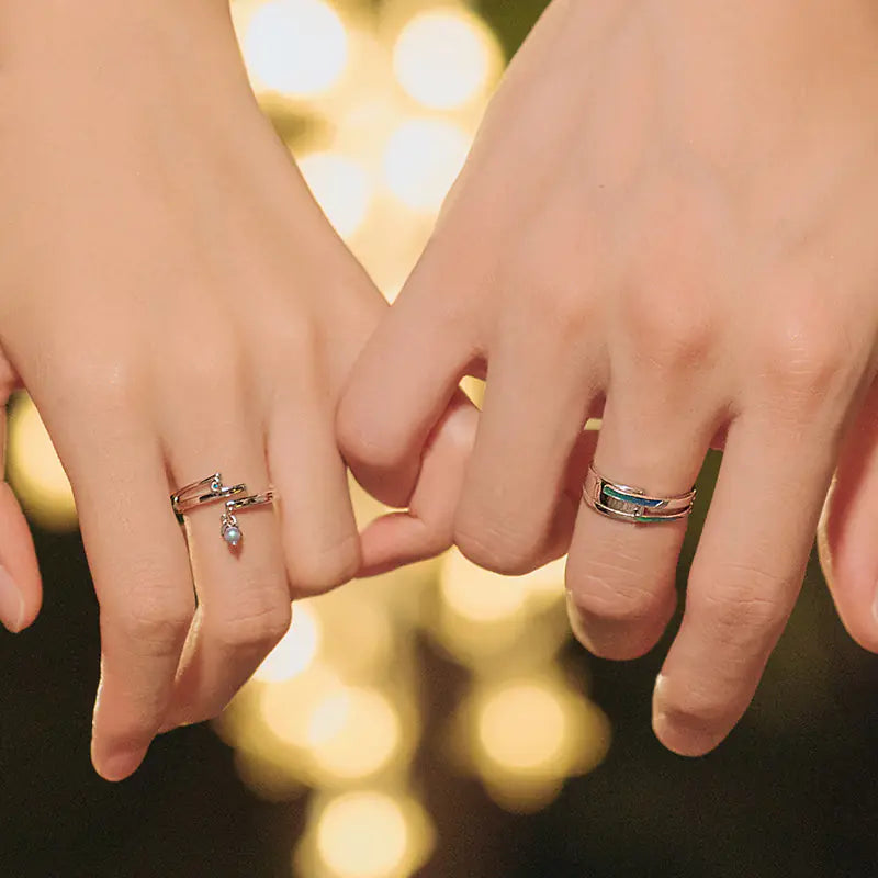 Original Design Silver Couple Rings - Midsummer Night's Dream