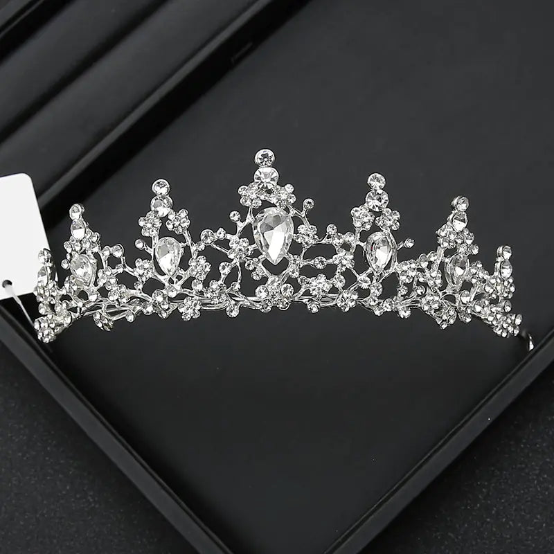 Crown Headpiece with Rhinestones for Weddings and Birthdays