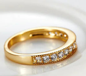 European Style Engagement Ring with 18K Gold & AAA Zircon