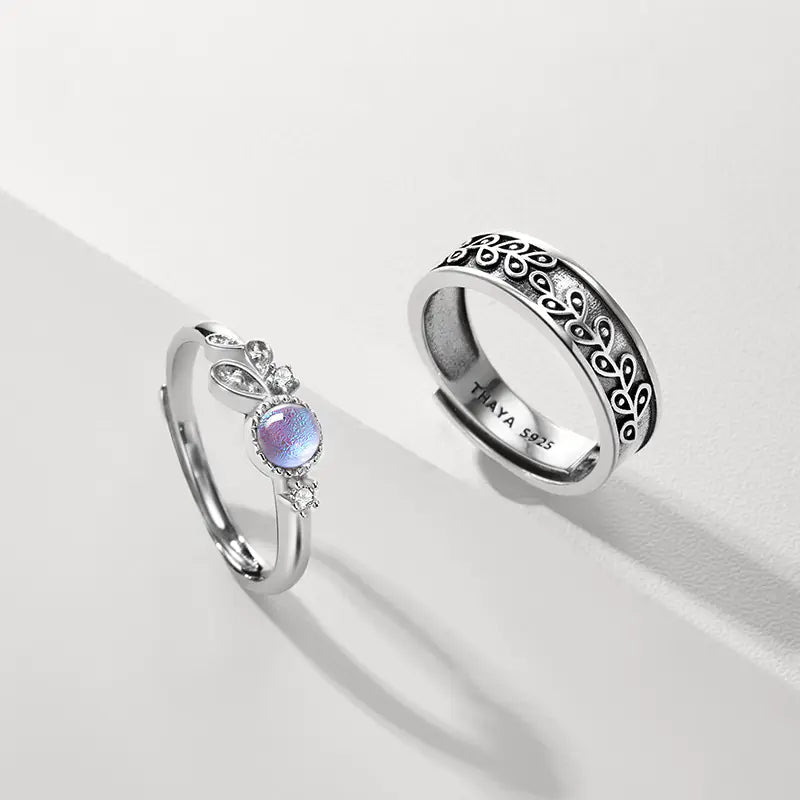 Provence Couple Rings - Minimalist Sterling Silver Set