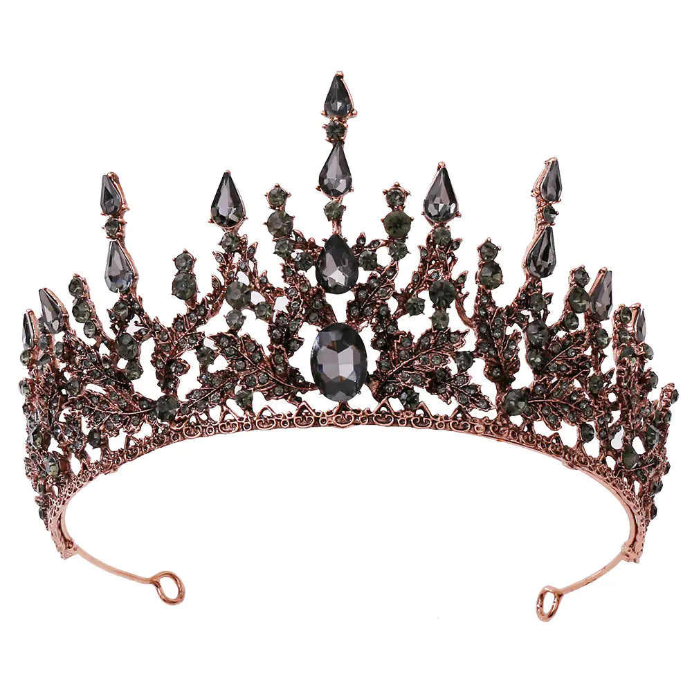 H1259 European Baroque Bride Crown with Rhinestones