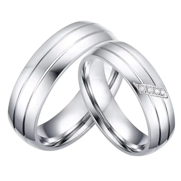 6MM Titanium Steel Couple Rings with Zirconia