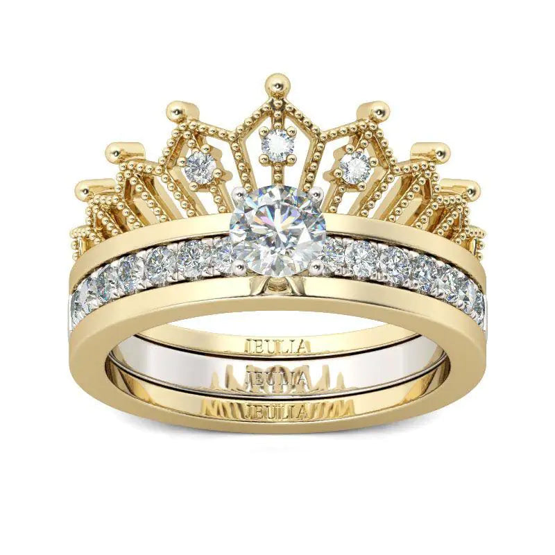 New Minimalist Split Crown Women's Ring Set with Zircon