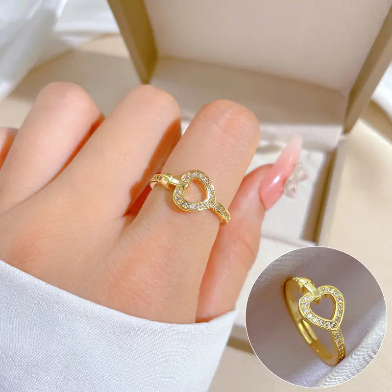 Geometric Design Gold-Plated Diamond Ring for Women