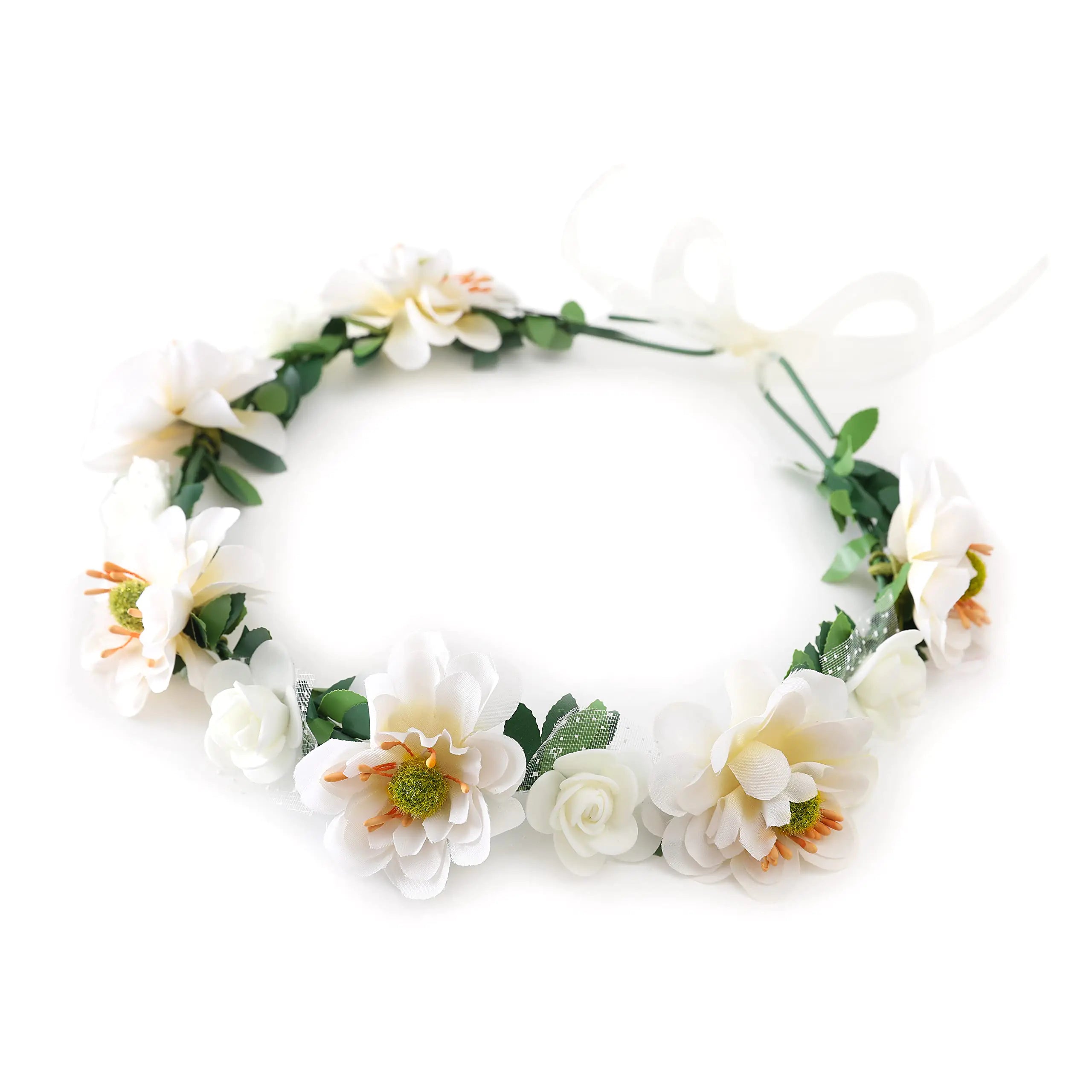 Gmmidea Women Girls Boho Flower Crown Adjustable Sunflower Floral Headband Wedding Bridal Headpiece Champagne