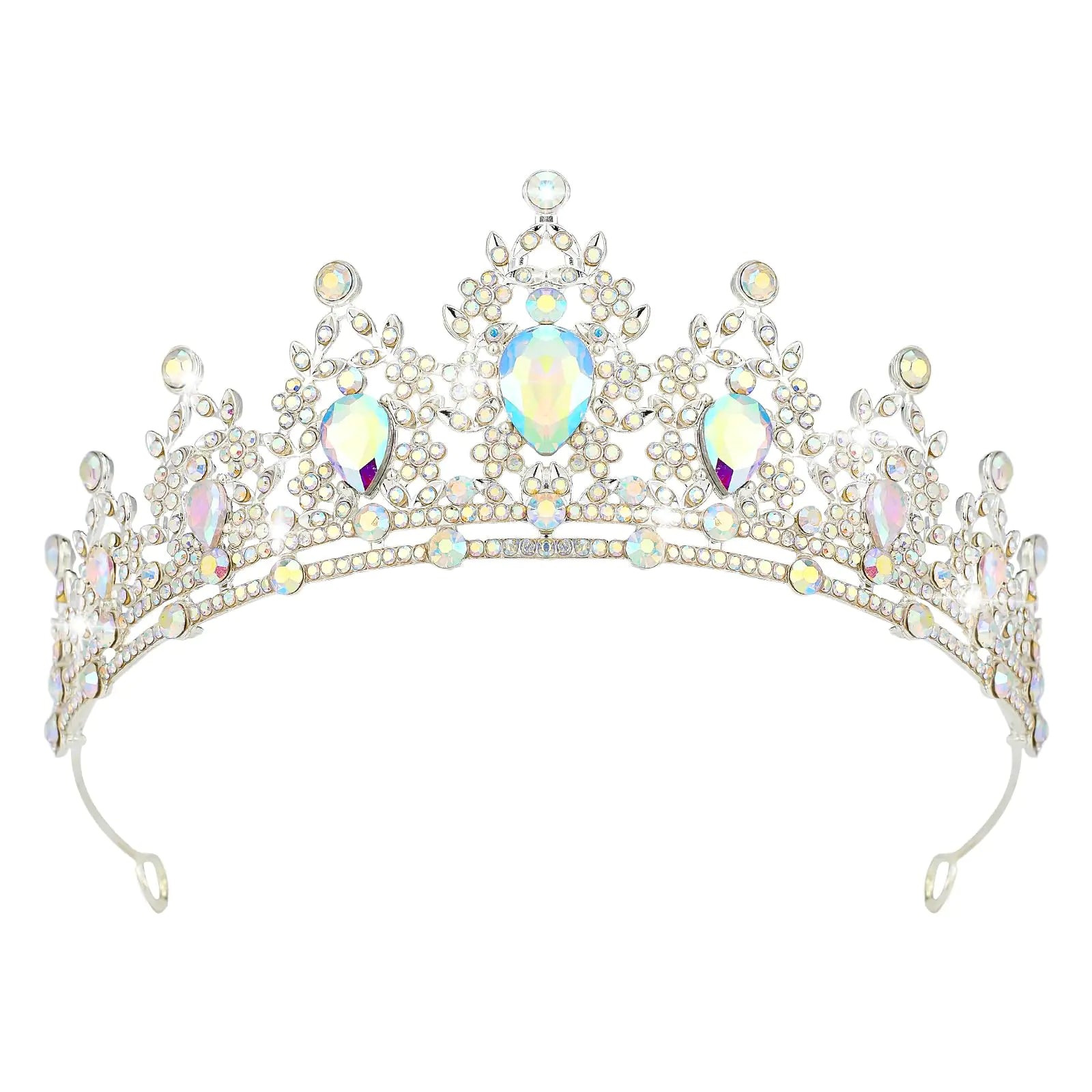 Crystal Tiaras & Crowns for Women Bride Royal Queen Headband Princess Headpieces for Birthday Cake Crown & Prom Pageant Party (Silver AB Crown)