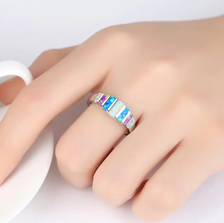 Colorful Gemstone Opal Ring
