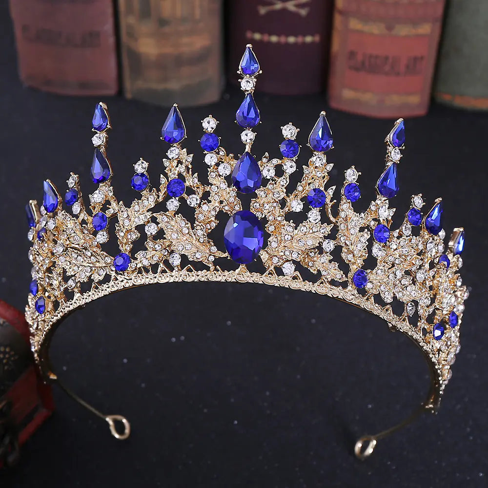 H1259 European Baroque Bride Crown with Rhinestones