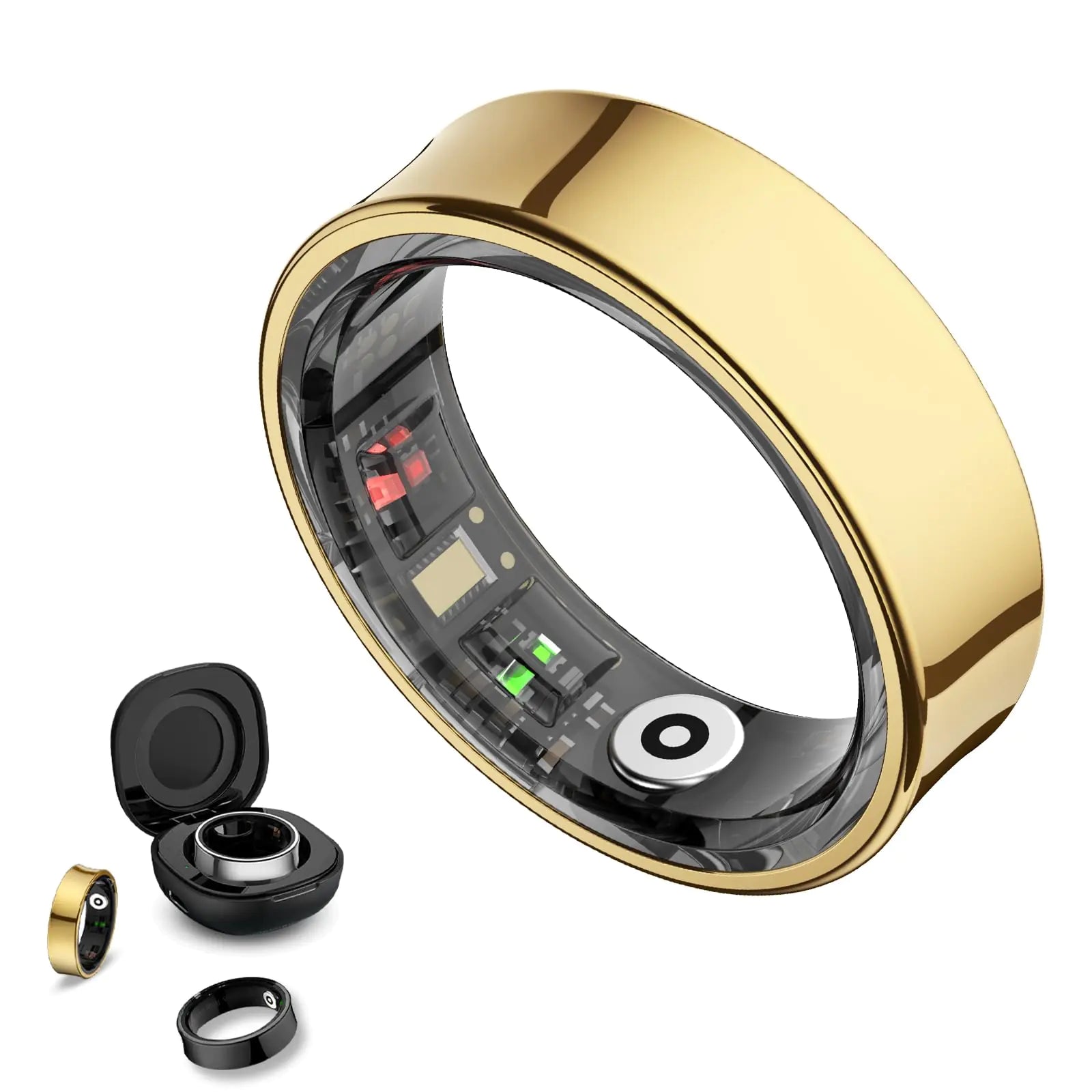 Smart Ring Health Tracker Health Rings for Women & Men No Subscription Required Long-Lasting Battery Sleep Ring Fitness & Sleep Monitor Compatible with iOS & Android (Gold 8)